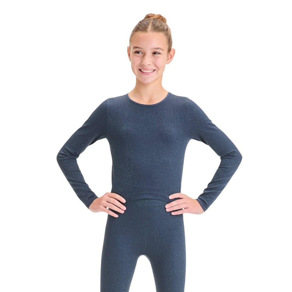 NWT All In Motion Girls Seamless Long Sleeve T-Shirt 91465457 Blue XS